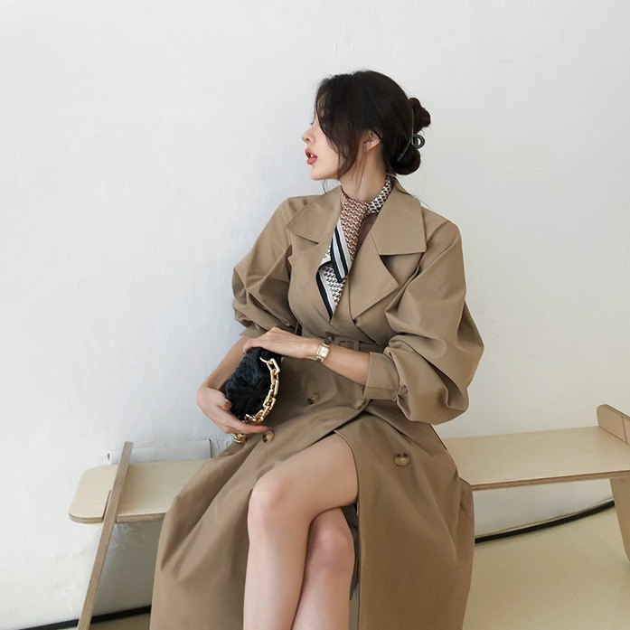 Balloon Sleeve Trench Coat | DABAGIRL, Your Style Maker | Korean 